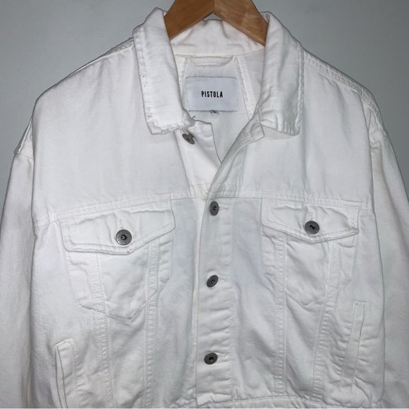 Pistola‎ “Icebreaker” Jean Jacket White  Denim Button Down Women’s Size Small - Picture 3 of 7